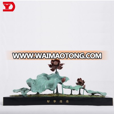 High quality Chinese feng shui sculpture bronze Lotus flower