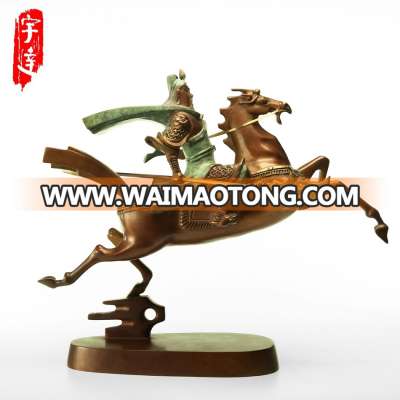 Chinese high sale ancient feng shui sculpture bronze riding warriors guan gong statue